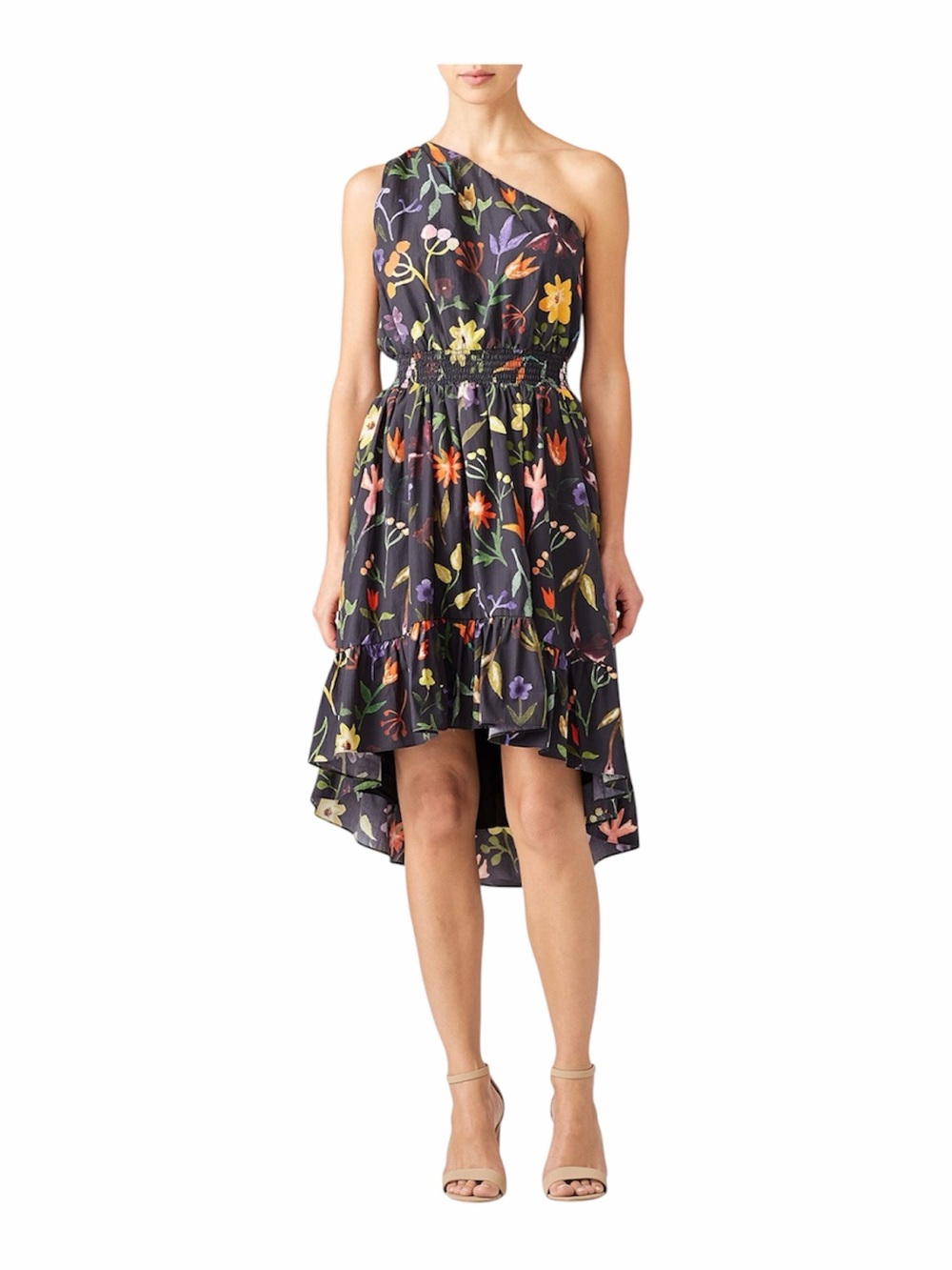 Slate & Willow Women’s Black Floral Shoulder Dress Size 2 EUC Flirty Cocktail